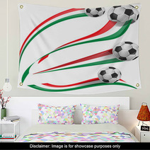 Italian Flag Set With Soccer Ball Wall Art 63864327