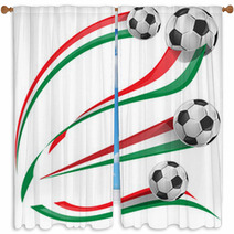 Italian Flag Set With Soccer Ball Window Curtains 63864327