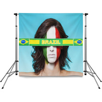 Italian Supporter For FIFA 2014 With Brazil Flag Backdrops 65722312