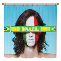 Italian Supporter For FIFA 2014 With Brazil Flag Bath Decor 65722312
