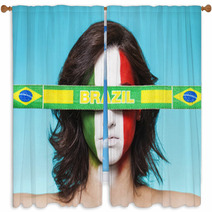 Italian Supporter For FIFA 2014 With Brazil Flag Window Curtains 65722312