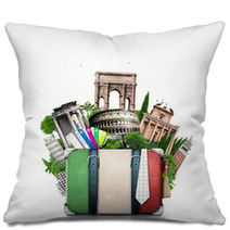 Italy, Attractions Italy And Retro Suitcase, Travel Pillows 63355533