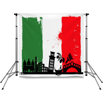 Italy Flag And Silhouettes Backdrops 48311421