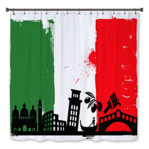 Italy Flag And Silhouettes Bath Decor 48311421