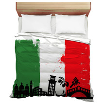 Italy Flag And Silhouettes Bedding 48311421