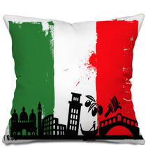 Italy Flag And Silhouettes Pillows 48311421