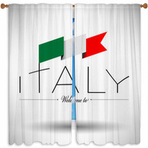 Italy Flag Typography Design Window Curtains 63694055