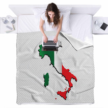Italy Map And Flag Idea Design Blankets 64466198