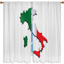 Italy Map And Flag Idea Design Window Curtains 64466198