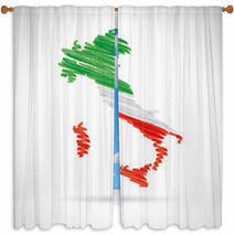 Italy Map Watercolor Vector Window Curtains 63664450