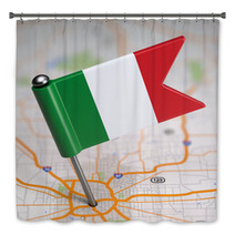 Italy Small Flag On A Map Background. Bath Decor 63841045