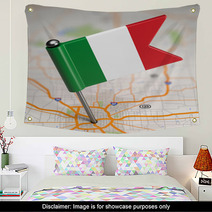 Italy Small Flag On A Map Background. Wall Art 63841045