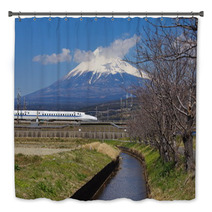 Japan Bullet Train Shinkansen And Mountain Fuji Bath Decor 63476365