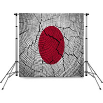 Japan Flag Painted On Old Wood Background Backdrops 60937467