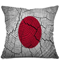 Japan Flag Painted On Old Wood Background Pillows 60937467