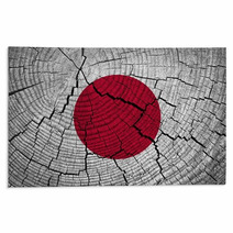 Japan Flag Painted On Old Wood Background Rugs 60937467