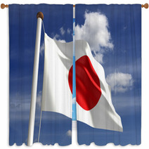 Japan Flag (with Clipping Path) Window Curtains 43769662