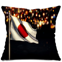 Japan National Flag City Light Night Bokeh Background 3D Pillows 68557695