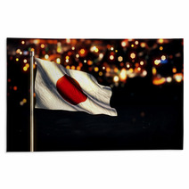 Japan National Flag City Light Night Bokeh Background 3D Rugs 68557695