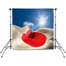 Japan National Flag Under Sunny Sky Backdrops 66191546