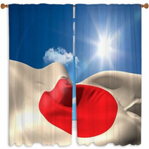 Japan National Flag Under Sunny Sky Window Curtains 66191546