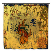 Japanese Background With Koi Fish Bath Decor 41706695