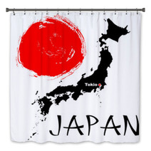 Japanese Elements Flag And Map Bath Decor 32626434
