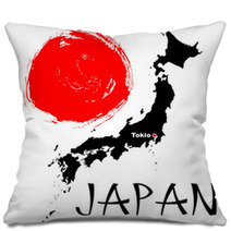 Japanese Elements Flag And Map Pillows 32626434