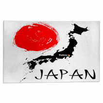 Japanese Elements Flag And Map Rugs 32626434