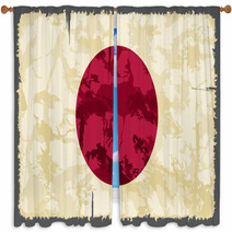 Japanese Grunge Flag. Vector Illustration Window Curtains 67478636