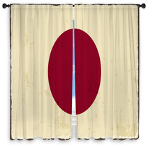 Japanese Grunge Flag. Vector Illustration Window Curtains 68331903