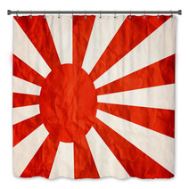 Japanese Navy In Red And White. Bath Decor 66041848