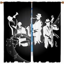Jazz Concert Black Background Window Curtains 65333803