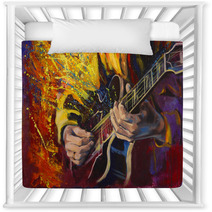 Jazz Guitarists Hands Playing Guitar With Multicolored Fantasy Background Original Artwork In Acrylic On Canvas Nursery Decor 139185779