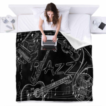 Jazz Instruments Music Background Blankets 57321160