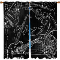 Jazz Instruments Music Background Window Curtains 57321160