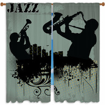 Jazz Music Background Window Curtains 41060731