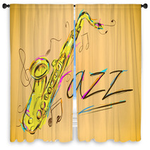 Jazz Vector Art Window Curtains 65097728