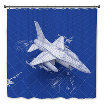 Jet Fighter Aircraft Blueprint Bath Decor 41368515