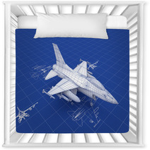 Jet Fighter Aircraft Blueprint Nursery Decor 41368515