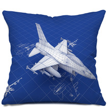 Jet Fighter Aircraft Blueprint Pillows 41368515
