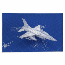 Jet Fighter Aircraft Blueprint Rugs 41368515