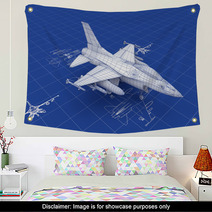 Jet Fighter Aircraft Blueprint Wall Art 41368515