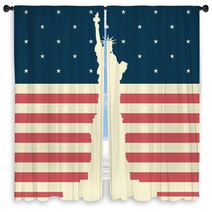 July 4, Independence Day, Vector Illustration, Flat Design Window Curtains 66457300