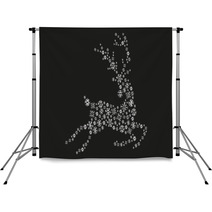 Jumping Silver Reindeer On A Black Background Backdrops 27120019