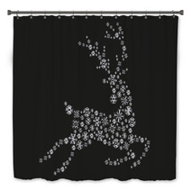 Jumping Silver Reindeer On A Black Background Bath Decor 27120019