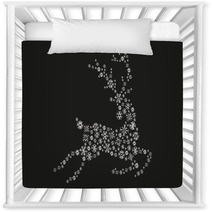 Jumping Silver Reindeer On A Black Background Nursery Decor 27120019