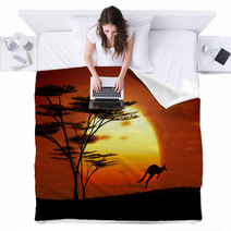 Kangaroo Sunset Australia Blankets 49753375