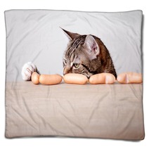 Katze Und Würstchen Blankets 39107615
