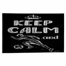 Keep Calm And Play Football Hand Drawn Soccer Player Rugs 143699686